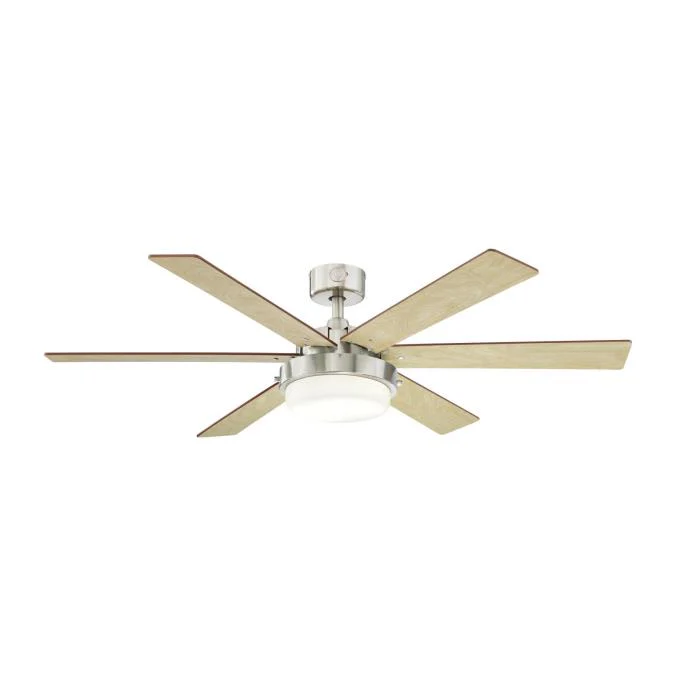 Alloy II 52-Inch Reversible Six-Blade Indoor Ceiling Fan, Brushed Nickel Finish with LED Light Kit - Image 4