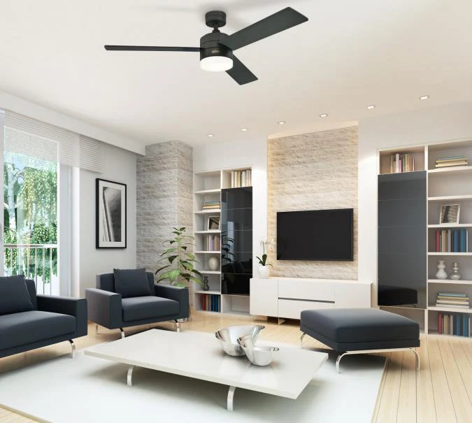 Alta Vista 52-Inch Three-Blade Indoor Ceiling Fan, Matte Black Finish with Dimmable LED Light Fixture, Remote Control Included - Image 8