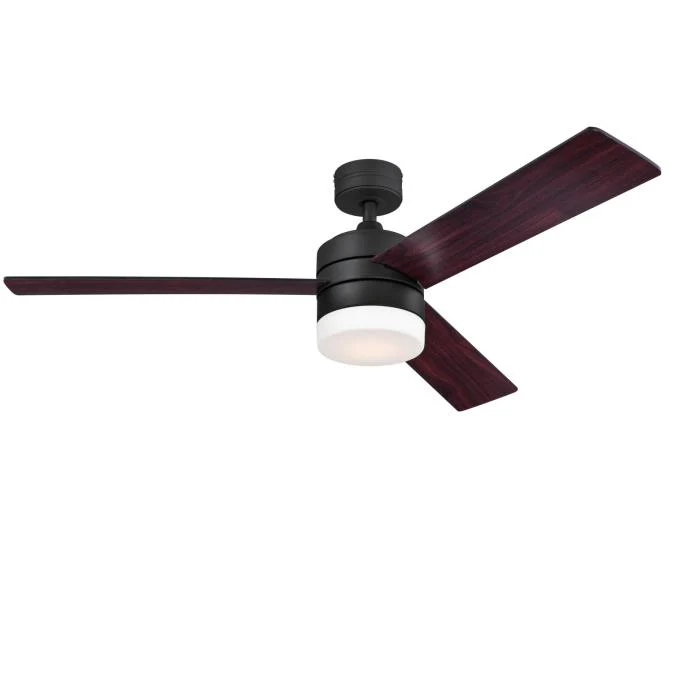 Alta Vista 52-Inch Three-Blade Indoor Ceiling Fan, Matte Black Finish with Dimmable LED Light Fixture, Remote Control Included - Image 9