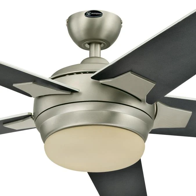 Bolton Two-Light 52-Inch Reversible Five-Blade Indoor Ceiling Fan, Brushed Aluminum with Opal Frosted Glass - Image 3