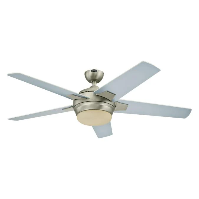 Bolton Two-Light 52-Inch Reversible Five-Blade Indoor Ceiling Fan, Brushed Aluminum with Opal Frosted Glass - Image 4