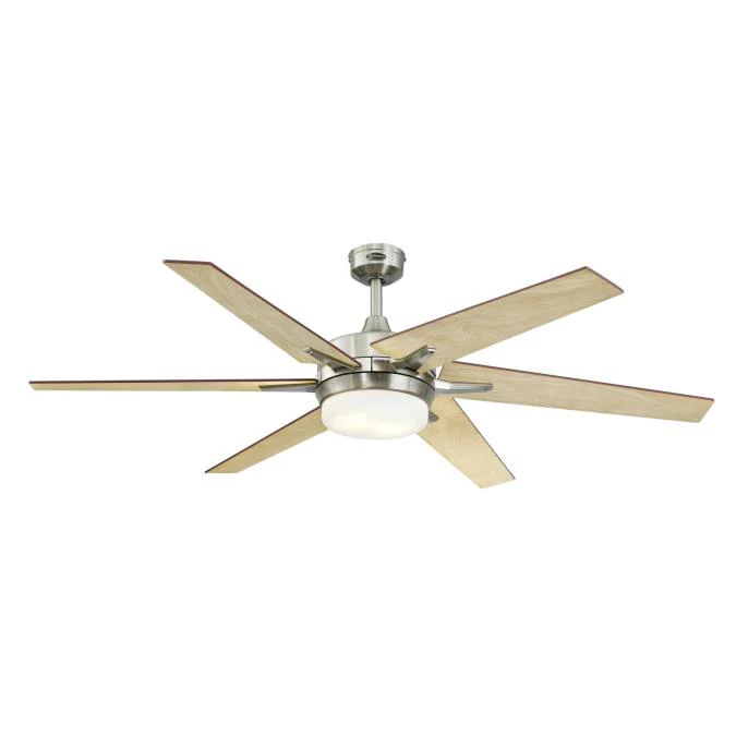 Cayuga 60-Inch Reversible Six-Blade Indoor Ceiling Fan, Brushed Nickel Finish with Dimmable LED Light Kit - Image 5