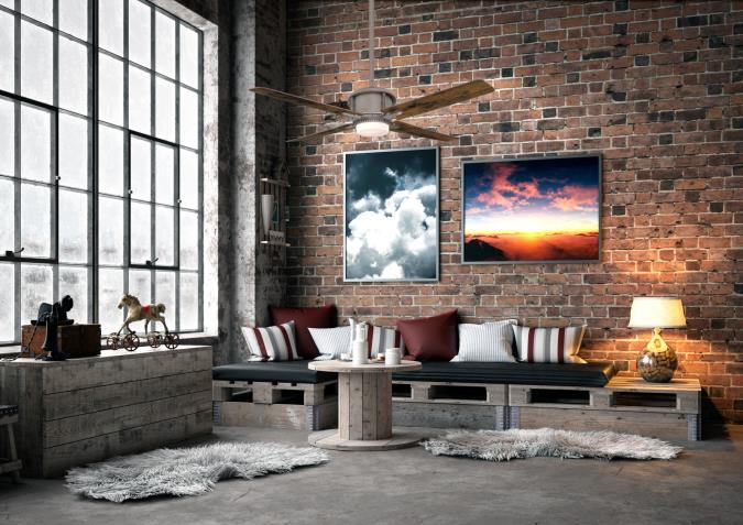 Cliff 56-Inch Reversible Four-Blade Indoor Ceiling Fan, Industrial Steel Finish with Dimmable LED Light Kit, Remote Control Included - Image 2