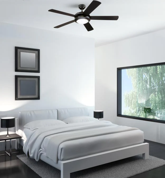 Comet 52-Inch Five-Blade Indoor Ceiling Fan, Matte Black Finish with Dimmable LED Light Fixture - Image 3