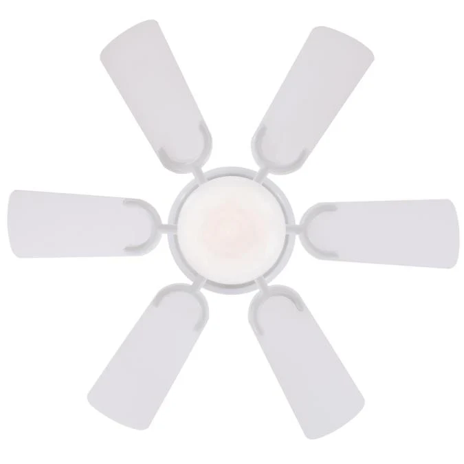 Petite 30-Inch Six-Blade Indoor Ceiling Fan, White Finish with LED Light Fixture - Image 6