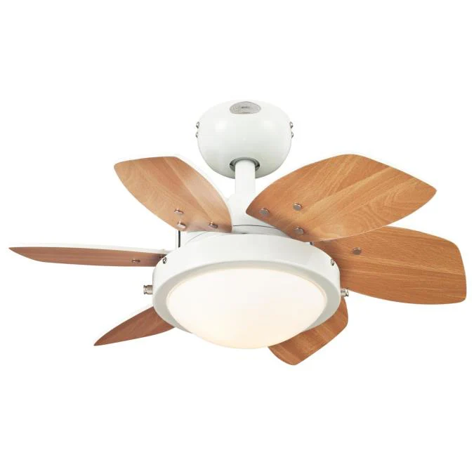 Quince 24-Inch Six-Blade Indoor Ceiling Fan, White Finish with Dimmable LED Light Fixture - Image 4