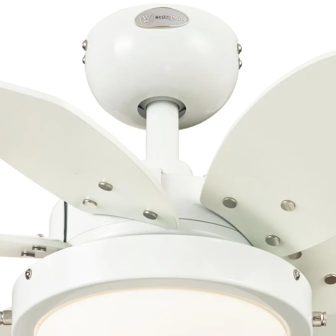 Quince 24-Inch Six-Blade Indoor Ceiling Fan, White Finish with Dimmable LED Light Fixture - Image 5