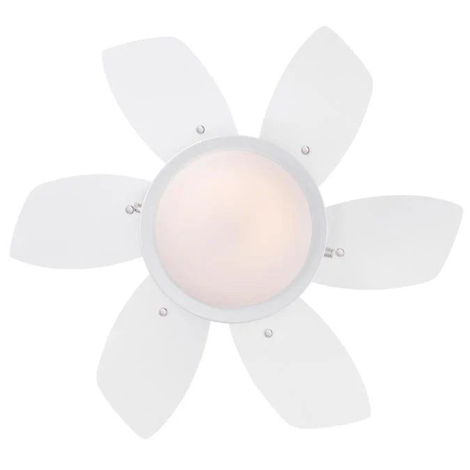 Quince 24-Inch Six-Blade Indoor Ceiling Fan, White Finish with Dimmable LED Light Fixture - Image 6